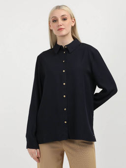 Tommy Hilfiger - Black Solid Full Sleeves Shirt
