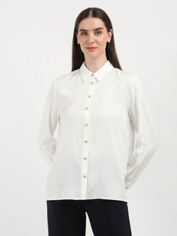 Tommy Hilfiger - White Solid Full Sleeves Shirt