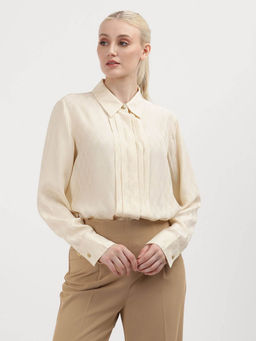 Tommy Hilfiger - Beige Printed Full Sleeves Shirt