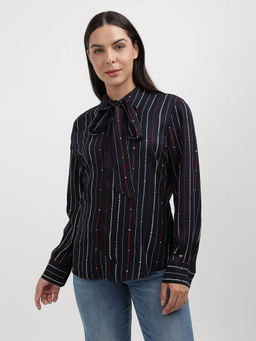 Tommy Hilfiger - Navy Blue Printed Full Sleeves Shirt