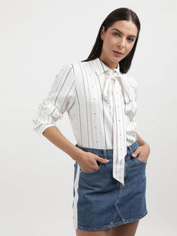 Tommy Hilfiger - Beige Printed Full Sleeves Shirt