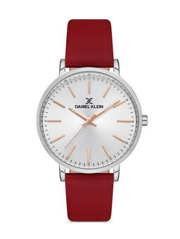 Daniel Klein - Silver Color Leather Strap Watch for Women DK.1.13046-4