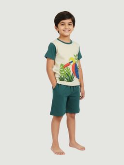 Pranava - Boys Organic Single Jersey Half Sleeves T-shirt & Shorts - Mallard Green