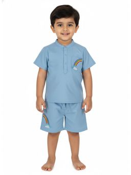 Pranava - Boys Organic Cotton Poplin Half Sleeves Co-Ord - Tide Blue