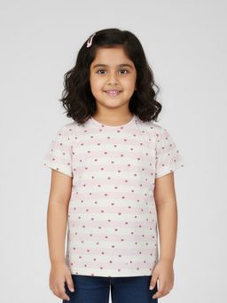 Pranava - Girls Organic Single Jersey Half Sleeve All Over Printed Top - Pink