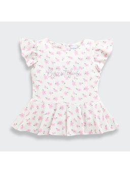 TINY GIRL - Frill Sleeves Floral Printed Top- Pink