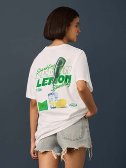 Difference of Opinion - White Womens Half Sleeve Printed Oversized Fit T-Shirt