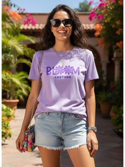 LEOTUDE - Purple Women Printed Regular Fit T-Shirt