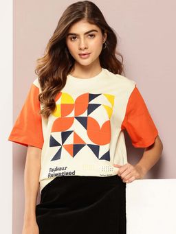 DILLINGER - Multi-Color Womens Half Sleeve Printed Oversized Fit T-Shirt