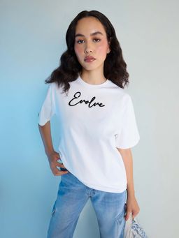DILLINGER - White Womens Stud Detailed Oversized Round Neck T-Shirt