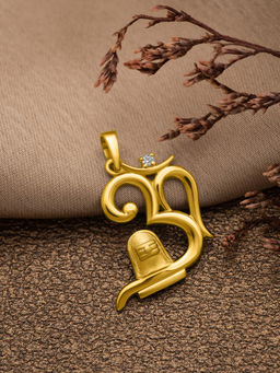 Silberry - 925 Sterling Silver 18k Gold plated Om Shivling Pendant
