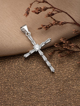 Silberry - 925 Sterling Silver White Layered Cross Pendant