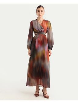RAREISM - Multi-Color Tie & Dye Print Maxi Pleated Dress