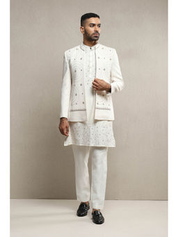 Soniya G - Off White Kurta and Jacket with Pants (Set of 3)