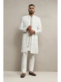Soniya G - Off White Sherwani and Kurta with Pant (Set of 3)
