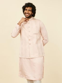 Manyavar - Pink Brocade Jacquard Jackets for Men (Set of 2)