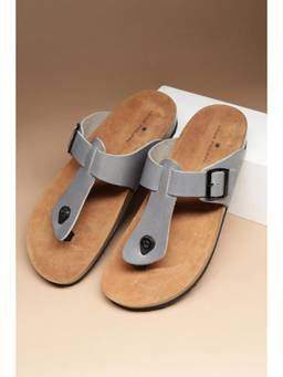 Louis Philippe - Men Grey Solid Sandals