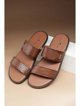 Louis Philippe - Men Brown Textured Sandals
