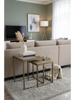 Wewood - Zebrano Veneer C-Shape Side Table / Laptop Table (Pack Of 2)