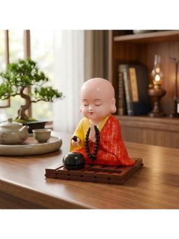 eCraftIndia - Red Little Cute Buddha Monk Feng Shui Showpiece