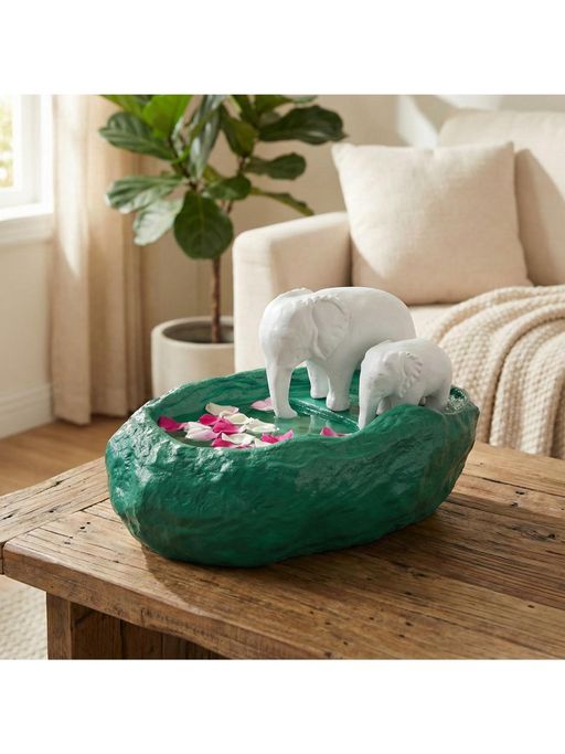 eCraftIndia Green Elephant Statues Decorative Urli Bowl