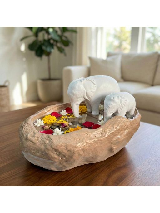 eCraftIndia Brown Elephant Statues Decorative Urli Bowl