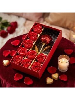 eCraftIndia - Artificial Red Rose Gift Box with 9 Scented Roses