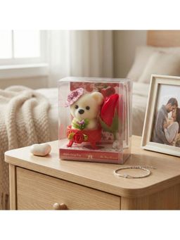 eCraftIndia - Cute Teddy Bear with Artificial Roses Valentine Gift