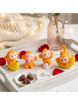 eCraftIndia - Cute Moon Monkey Miniature Showpiece (Pack Of 4)