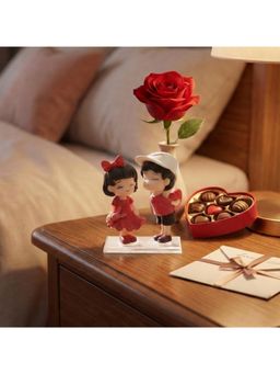 eCraftIndia - Romantic Cute Couple Statue with Heart Teddy Bear Showpiece
