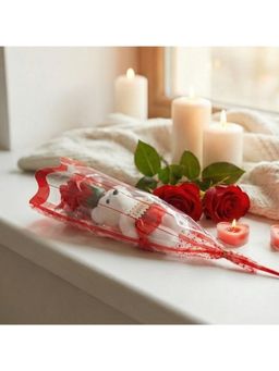 eCraftIndia - Artificial Red Rose I Love You Teddy Bear