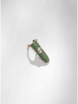 Outhouse - Jewelled Monogram Fingertip Ring In Jade Green