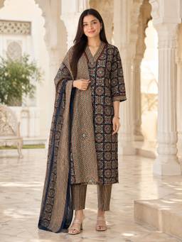 Rajnandini - Blue Jaipuri Printed Kurta with Pant and Dupatta