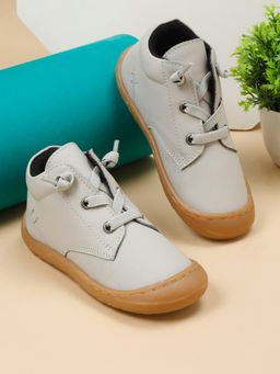 Teakwood - Kid's Grey Leather Comfort Insole Sneakers