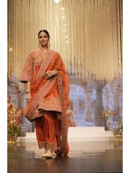 Sheetal Batra - Irha Burnt Orange Kalidaar Kurta with Salwar and Khada Dupatta (Set of 3)