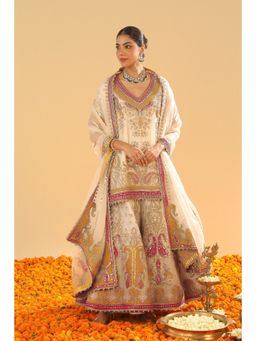 Sheetal Batra - Sadiya Daisy Ivory Short Kurti with Sharara and Dupatta (Set of 3)