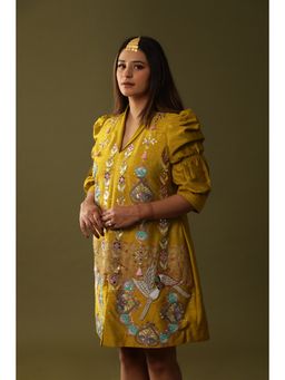 Arpita Sulakshana - Mustard Handprinted Mini Dress