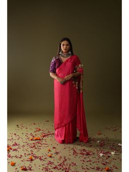 Arpita Sulakshana - Pink Pre Stitched Blouse Saree with Stitched Blouse
