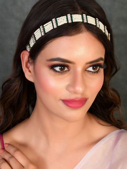 Silvermerc Designs - Gold Plated Ethnic Kundan Matha Patti For Women