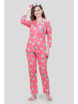 She N She - Women Coral Floral Printed Motif Shirt and Pyjama