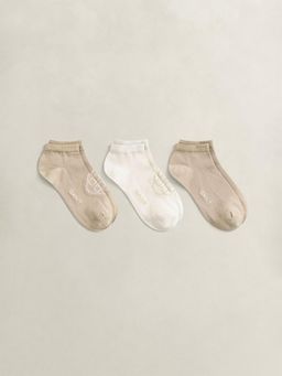 GANT - Women Multicolour Printed Monogram Ankle Socks (Pack Of 3)