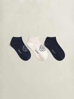 GANT - Women Multicolour Printed Monogram Ankle Socks (Pack Of 3)
