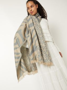 max - Women Knit Muffler-Grey