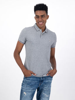 American Eagle - Grey Slim Fit Pique Polo T-Shirt