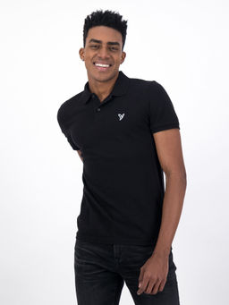 American Eagle - AE Black Solid Polo T-Shirt