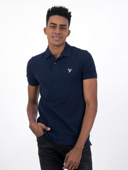 American Eagle - AE Blue Solid Polo T-Shirt