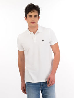 American Eagle - AE White Solid Polo T-Shirt