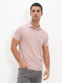 American Eagle - Pink Solid Polo T-Shirt