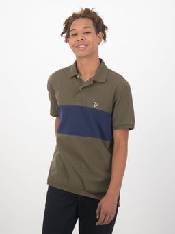 American Eagle - Men Olive Colorblock Polo Shirt