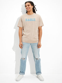 American Eagle - Men Tan Vintage Slub Paint Splatter Graphic T-shirt